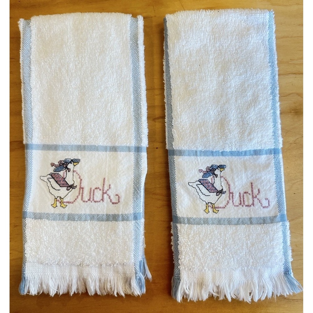 Vintage Ribbon Bow Goose Geese Duck Kitchen Hand Towel Dish Cloth New Grandma